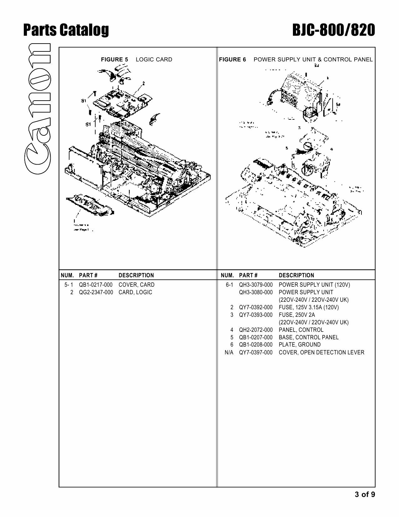 Canon BubbleJet BJC-800 820 Parts Catalog Manual-2